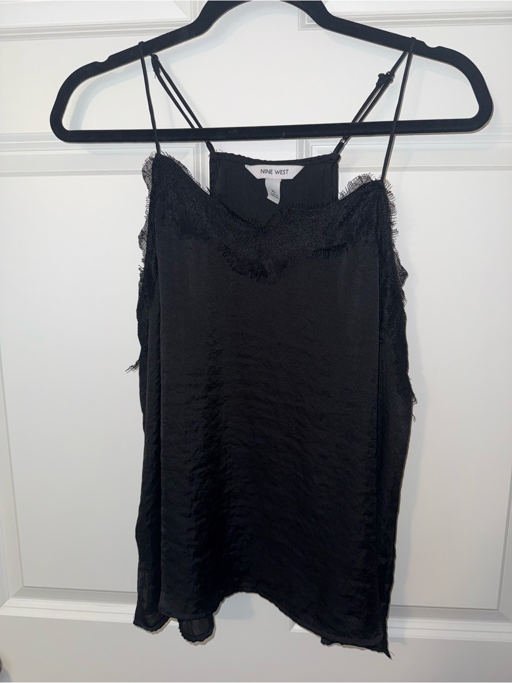 Nine West Black Satin Lace-edge Cami